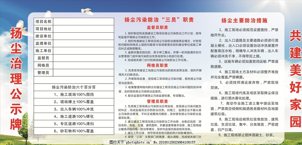 扬尘治理公示牌
