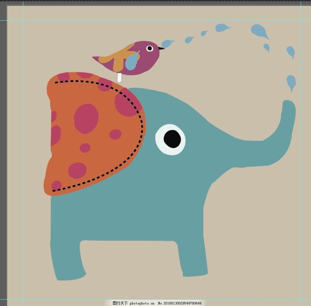 小鸟和大象 卡通插图 矢量图 卡通插画