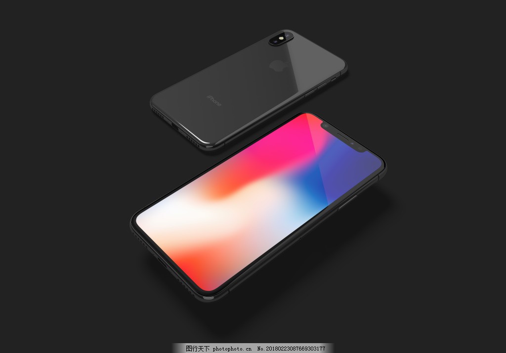 黑色正反面苹果全面屏iphonex样机