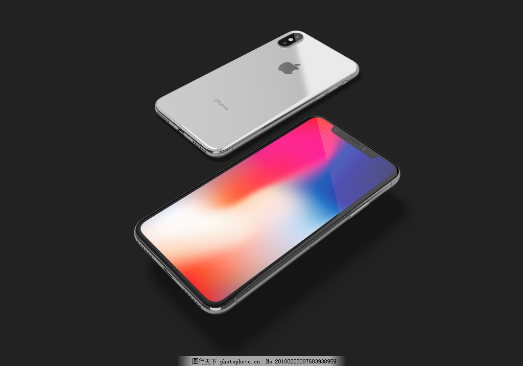 银灰色正反面苹果全面屏iphonex样机