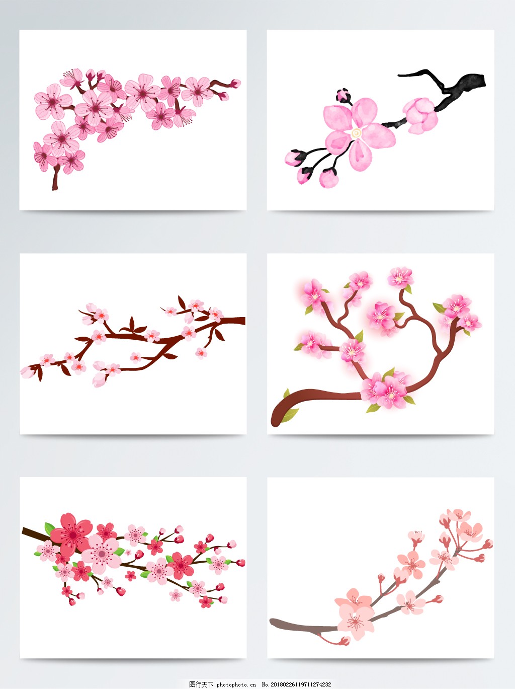 粉色桃花枝矢量素材图片 装饰图案 设计元素 图行天下素材网